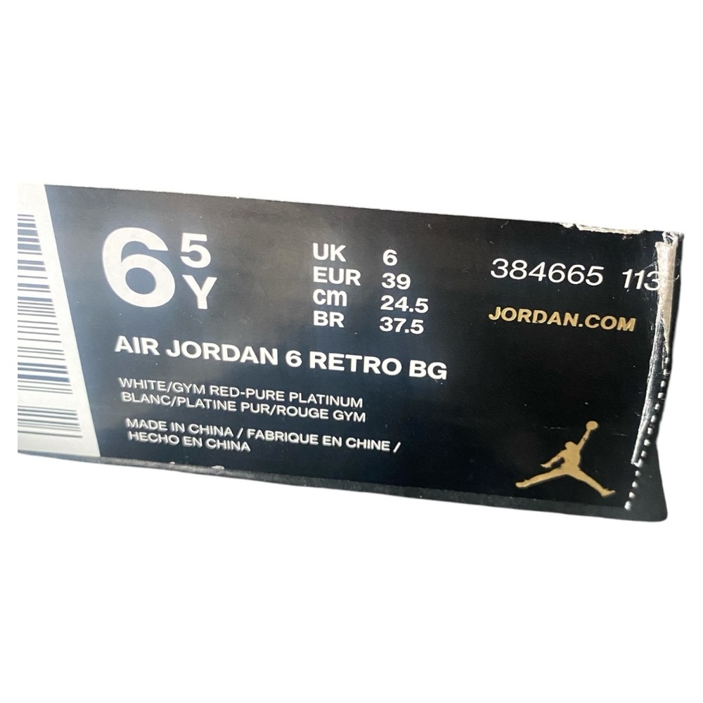 Air Jordan 6 Retro sneakers white, grey and red youth‎ size 6.5 - Picture 8 of 8